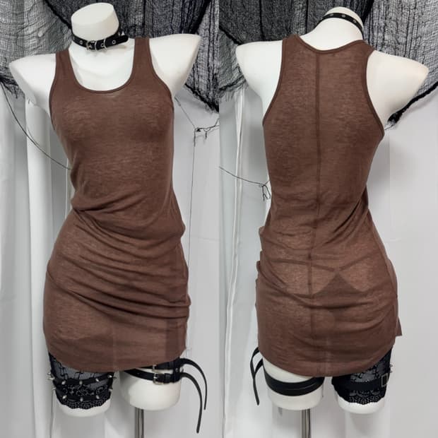 brown long sleeveless
