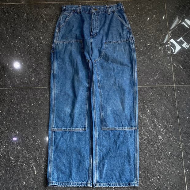 칼하트 OG 더블니 카펜터 와이드 데님 워크팬츠