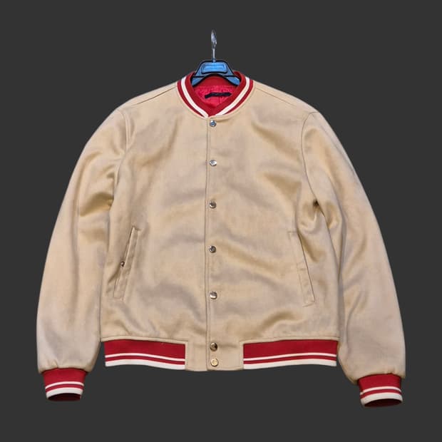 XL(착샷잇음) 베이지 슬림핏 스웨이드 블루종자켓 