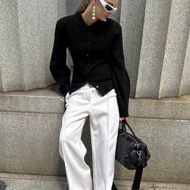 드래곤블루스 볼륨 슬리브 가디건 블랙 S