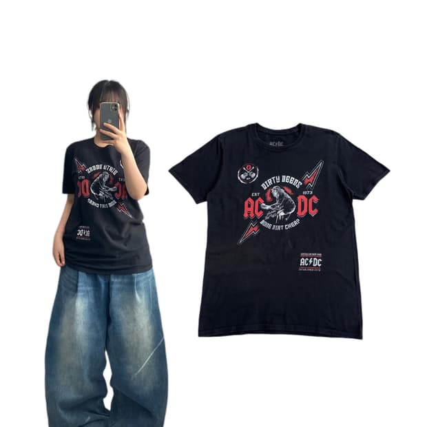 ACDC 빈티지 밴드티 락티 반팔 티셔츠