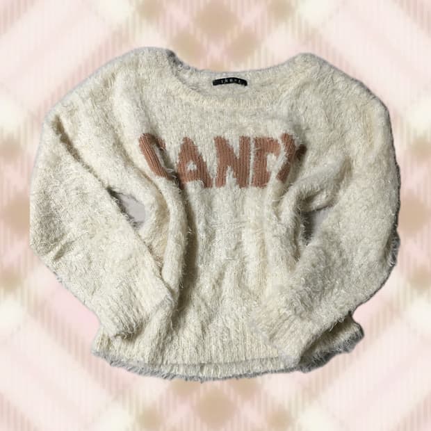 잉그니 앙고라 오프숄더 니트 라떼 히메 러블리 로걀 갸루 빈티지