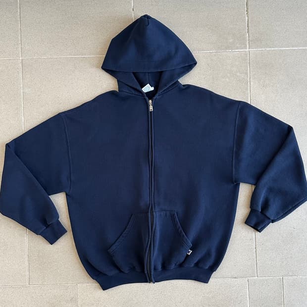 90s 빈티지 러셀 후드집업 네이비 XL