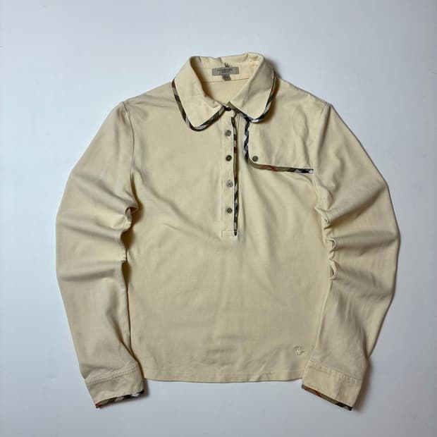 버버리 00's 노바체크 트리밍 카라 롱 슬리브 PN8408