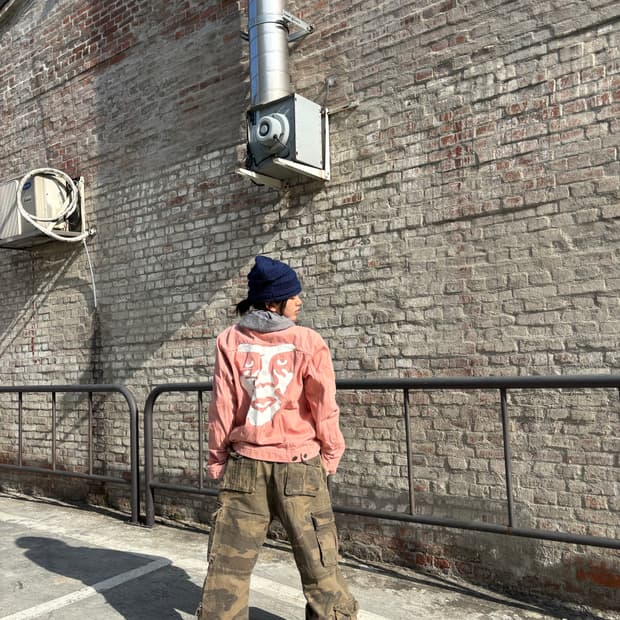 오베이 백프린팅 트러커 재킷