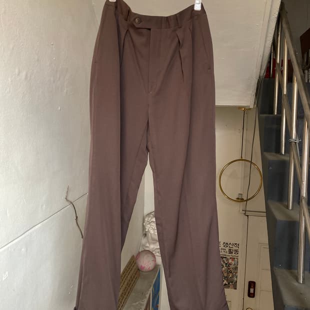 빈티지 브라운 핀턱 슬랙스