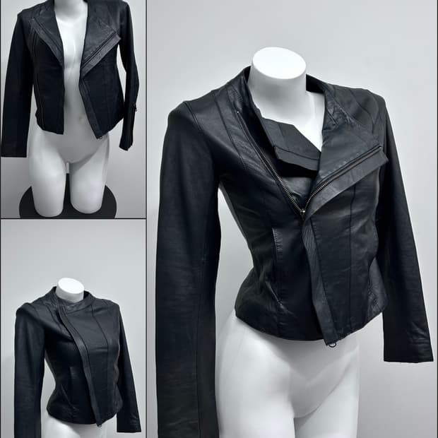 00‘s jpn 사선 레더 자켓