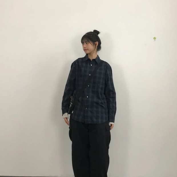 Beams Navy Plaid Shirt