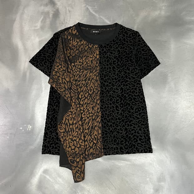  dkny 레오파드 배색 반팔티 y15947