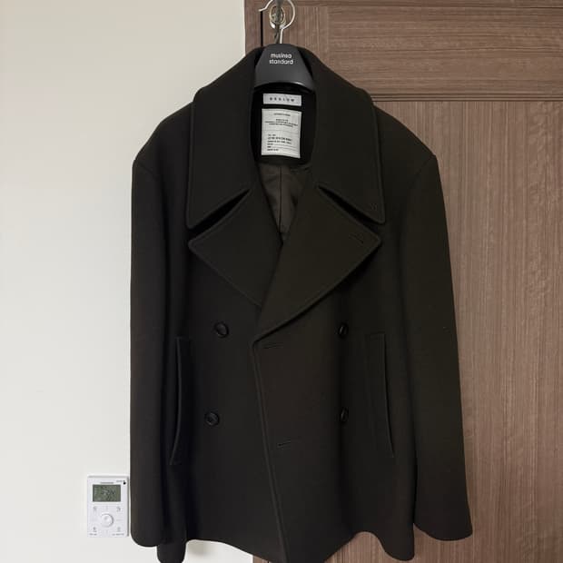 비슬로우 오버사이즈 피 코트 다크브라운 L