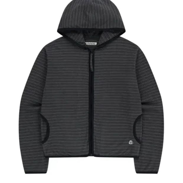 코이세이오 스트라이프 플리스 후드집업 차콜
