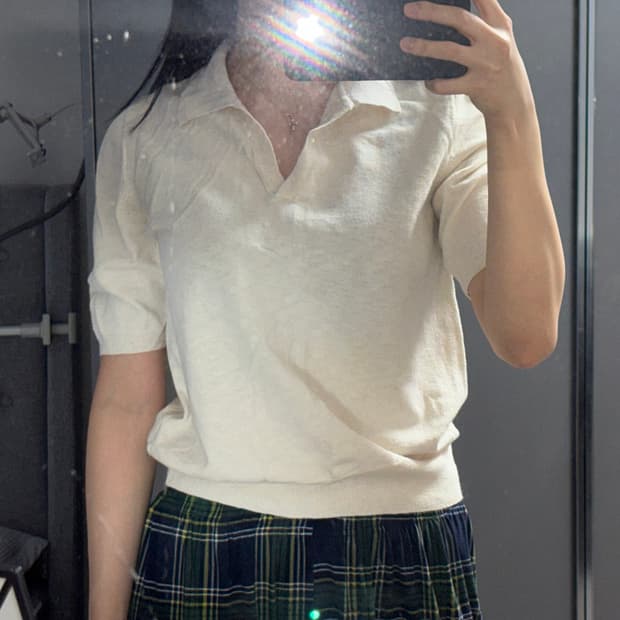 베이지 카라 티셔츠