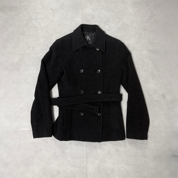 캘빈클라인 울 숏 코트 차콜