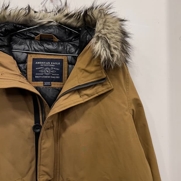 아메리칸 이글 헤어후드 숏 푸퍼 야상 패딩