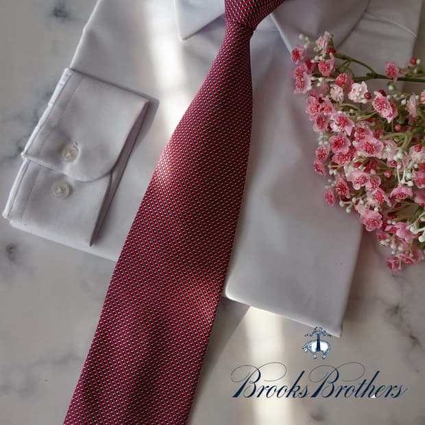 브룩스브라더스 실크 레드 지오메트릭 넥타이 8.9cm 새상품 A19072