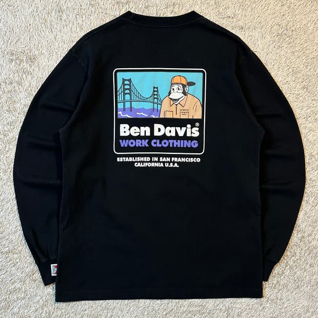 벤데이비스 BEN DAVIS 백프린팅 롱슬리브 블랙