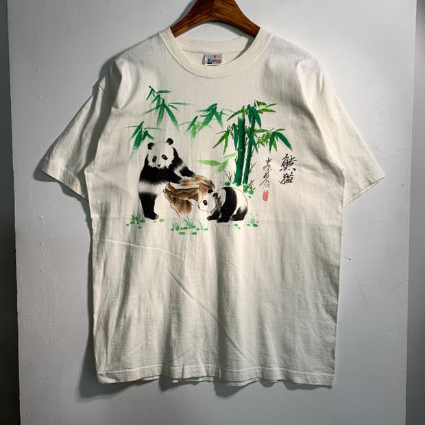 만원샵) enntex 판다 빈티지 티셔츠 XL C221