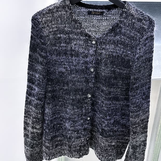 gray mix color hairy cardigan