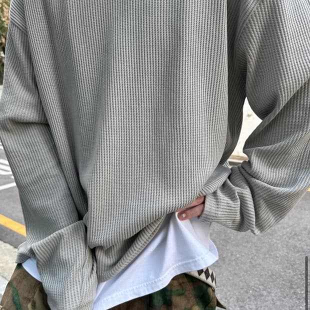 언타이틀드 아이딜 와플 롱슬리브 세이지 그린