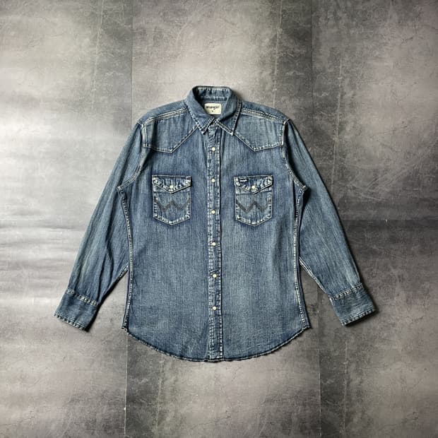 WRANGLER 랭글러 빈티지 웨스턴 코튼 데님 셔츠 A00611