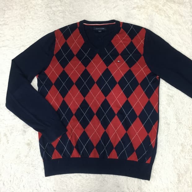 타미 아가일 라운드넥니트 만원샵 DD14