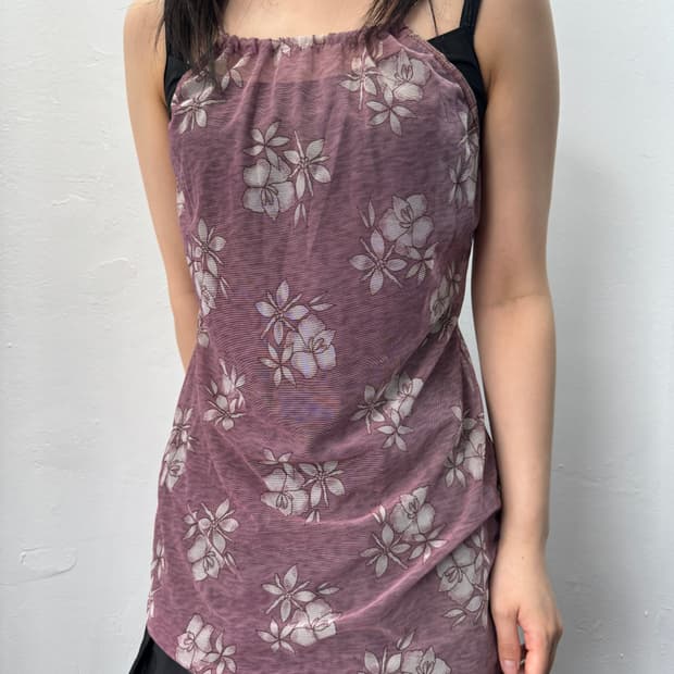 flower seethrough sleeveless