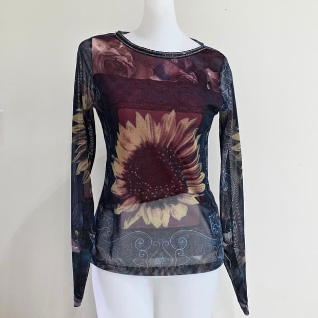 보헤미안 y2k 시스루 긱시크메쉬 긴팔슬리브