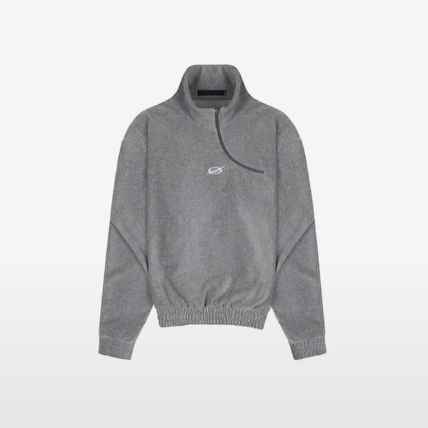 51퍼센트 하프집업 CURVED ZIPPER ANORAK - Grey