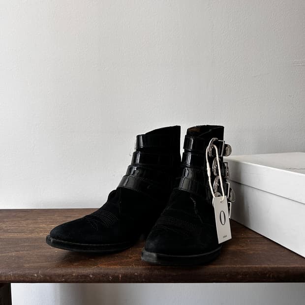 Stitch Suede Western Belt Boots