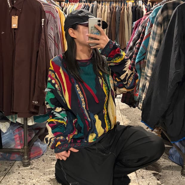 COOGI 쿠지 패치워크 케이블 니트
