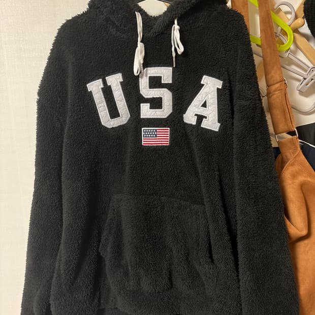 USA 빅로고 양털후드티