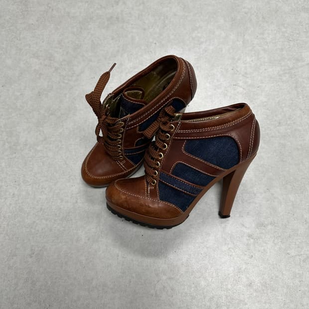 Just Cavalli 레더 레이스업 부츠