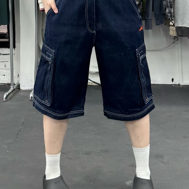 VTG 스티치 데님 카고 반바지