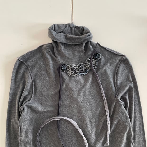 막스마라 딱붙 폴라 그레이 긴팔 티셔츠