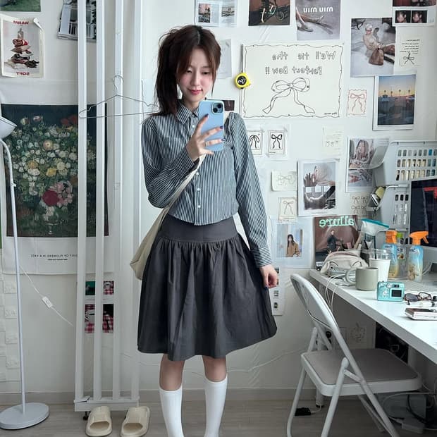 보우아카이브 벨미디스커트(차콜)