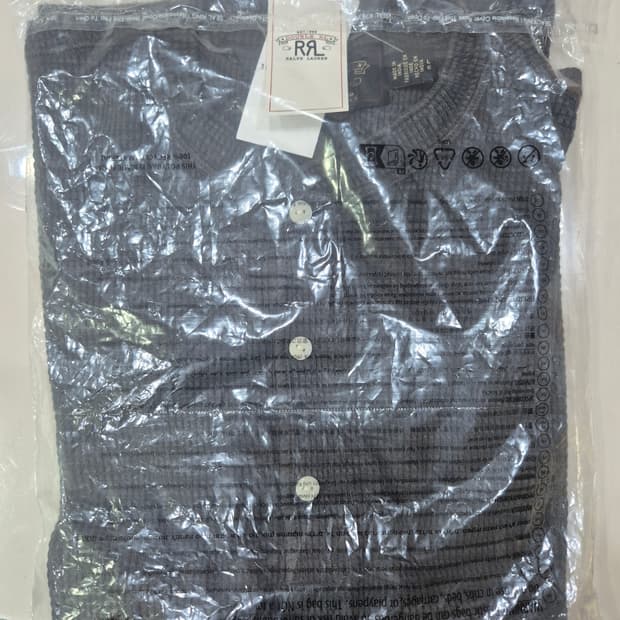 RRL 와플 니트 헨리넥 반팔 