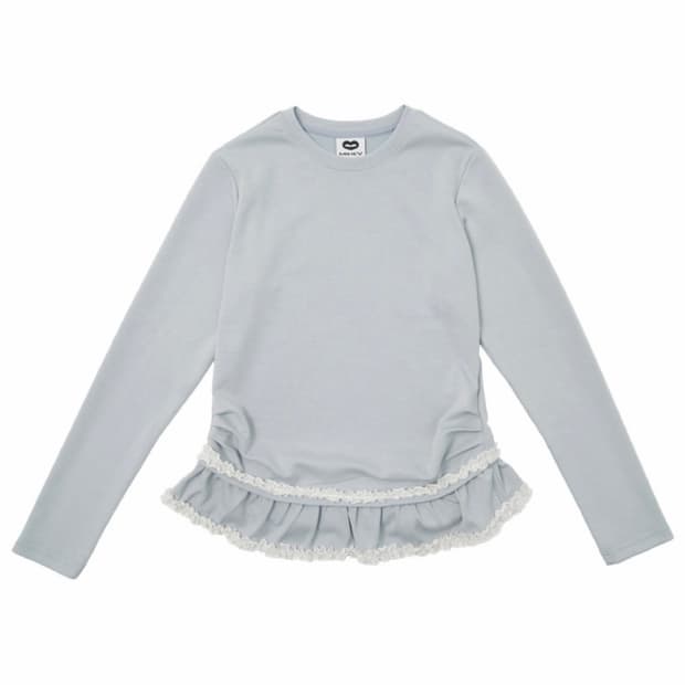 미헤브 더블 레이스 셔링 롱슬리브 파스텔 블루