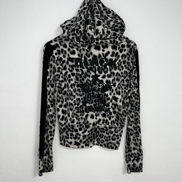 갸루펑크 레오파드 후드집업