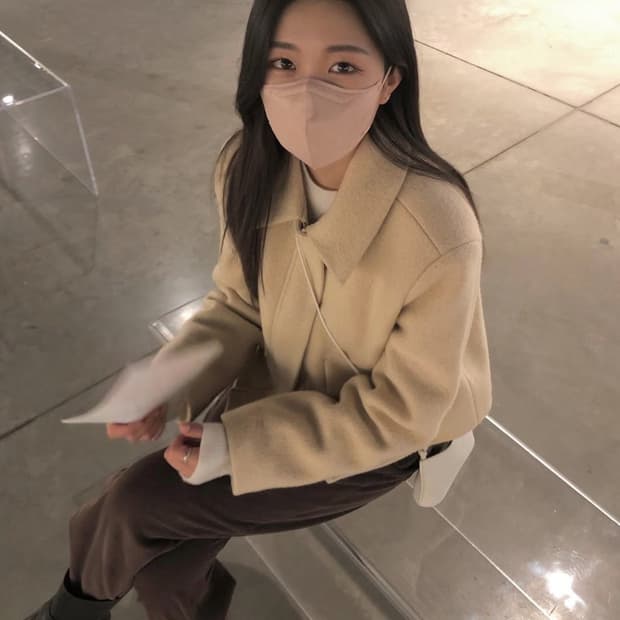 스테이피플 크롭드 알파카 자켓 코트