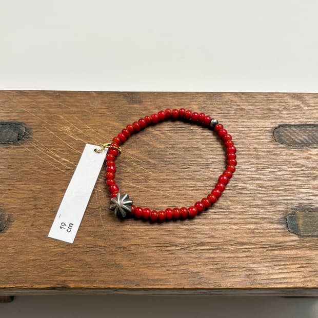SILVER925 CONCHO & BEAS BRACELET (레드)