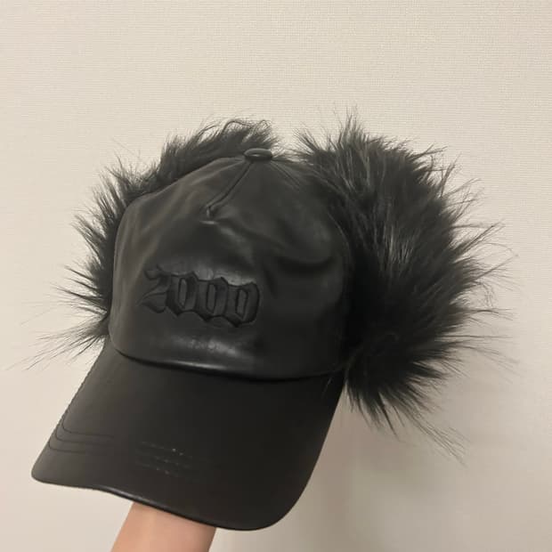 2000아카이브스 퍼 이어플랩 캡 (BLACK LEATHER)