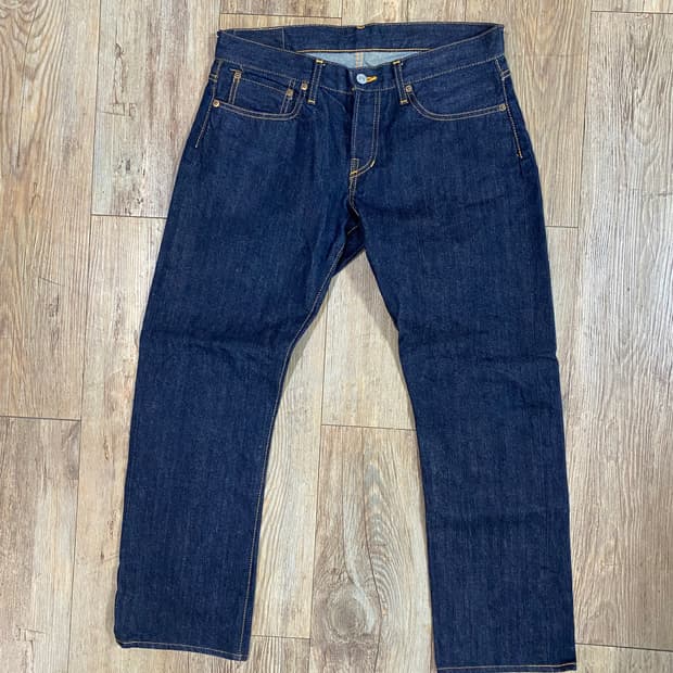 드님 슬림 스트레이트 핏 셀비지 체인스티치 생지 데님 31