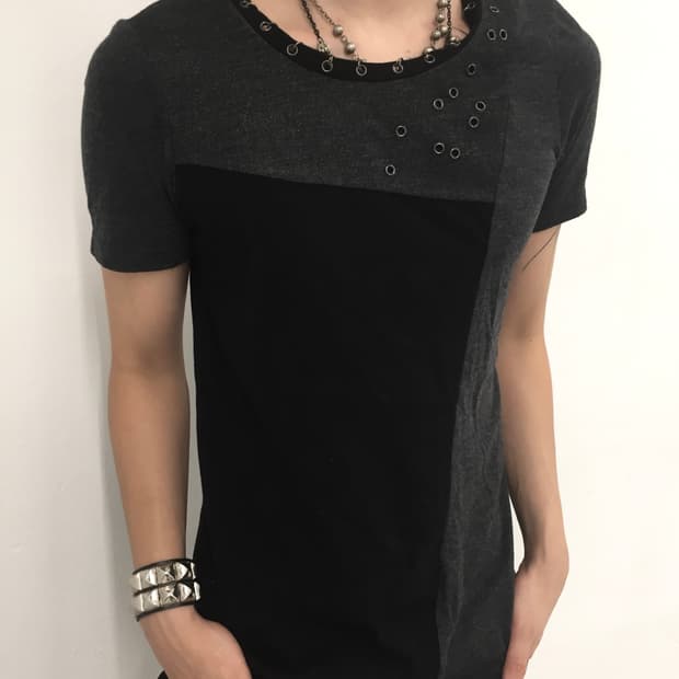 Chain eyelet detail slim-fit t-shirt  