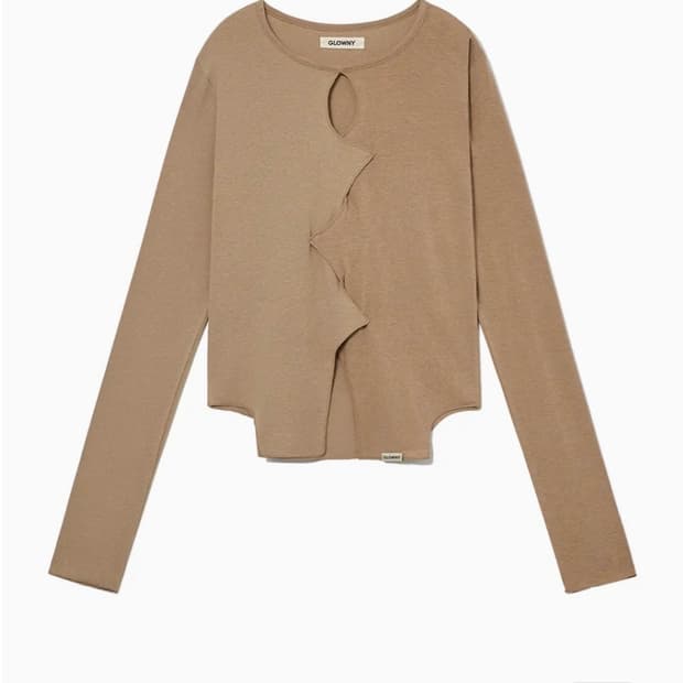 글로니 할로우 트위스트 롱슬리브 베이지