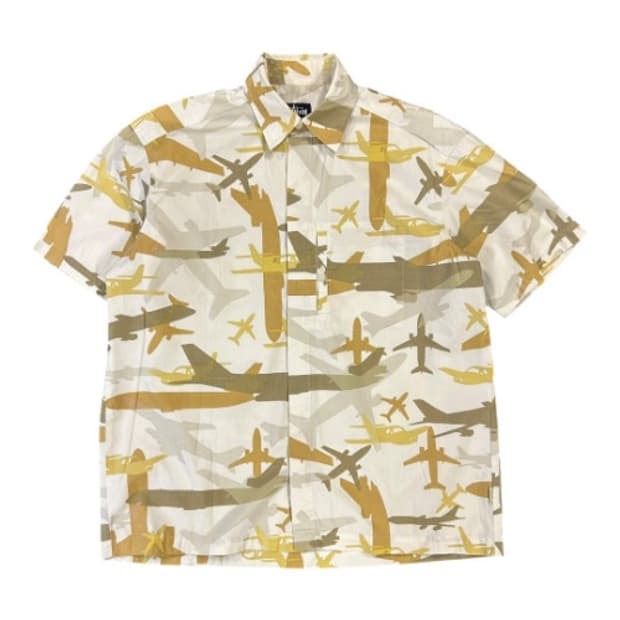 S) 스투시 00s USA 항공기 올오버 패턴 셔츠 TS-048