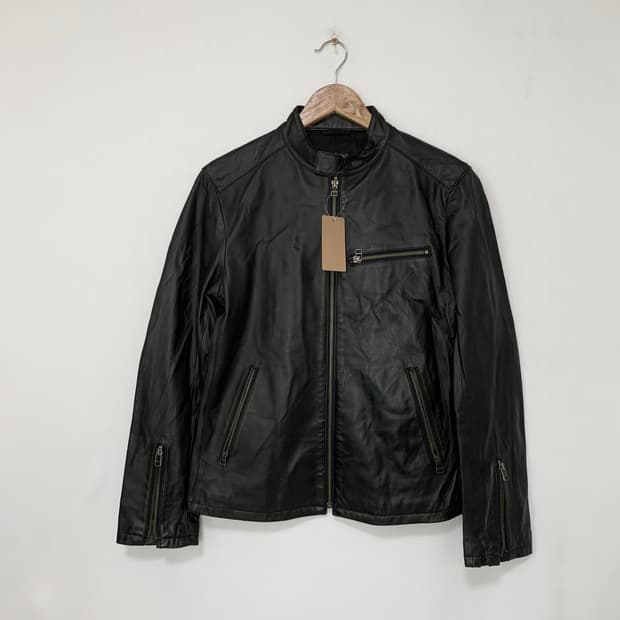 빈티지 블랙 소매 지퍼 디테일 양가죽 라이더 자켓 95 남녀공용