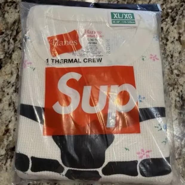 [XL] 슈프림 헤인즈 본즈 써멀 크루 플로럴 (1개입) - 25FW