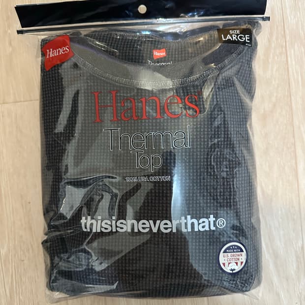 디네댓 x 헤인즈 와플티 차콜, 사이즈 L