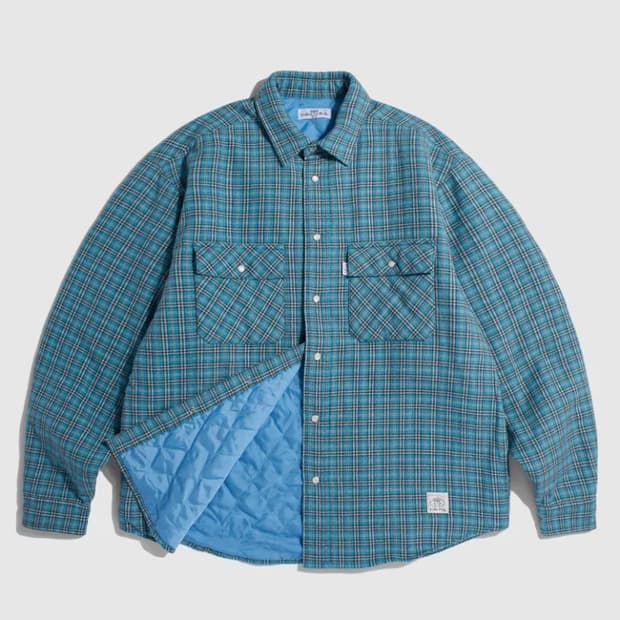 피도디도 퀼팅 체크 셔츠 블루