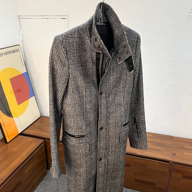 디젤 글렌 체크 울 코트